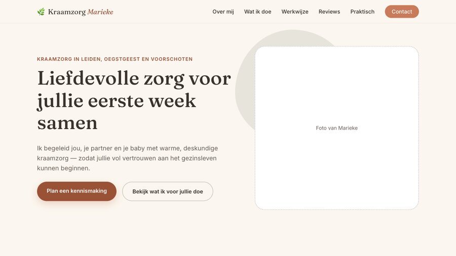 Voorbeeld van het Warm & Persoonlijk template